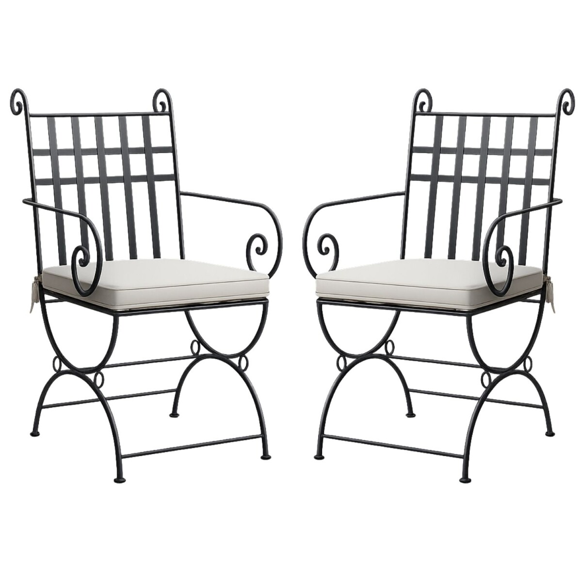 2er Set Mediterraner Gartenstuhl Huesca XL aus Eisen in Schw