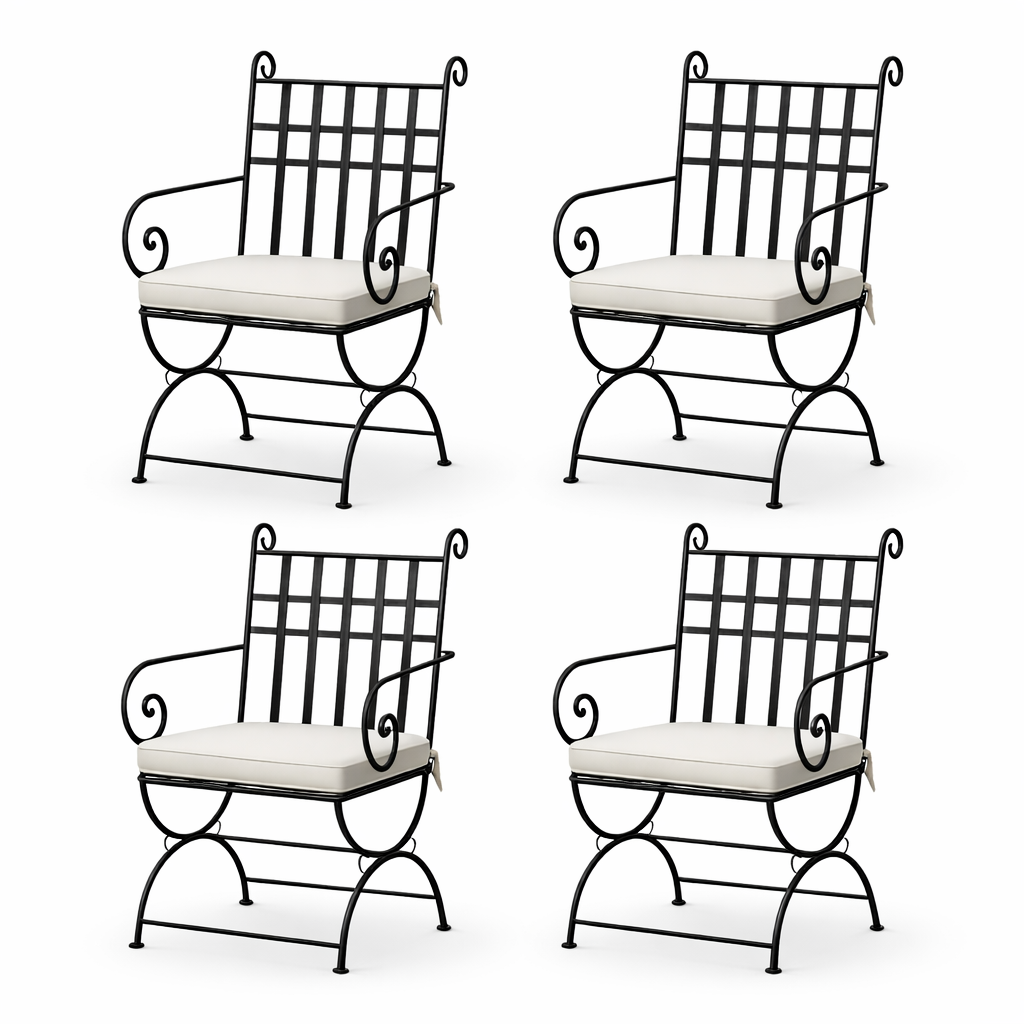 4er Set Eisenstuhl Stuhl Huesca XL Handarbeit Gartenstuhl Me