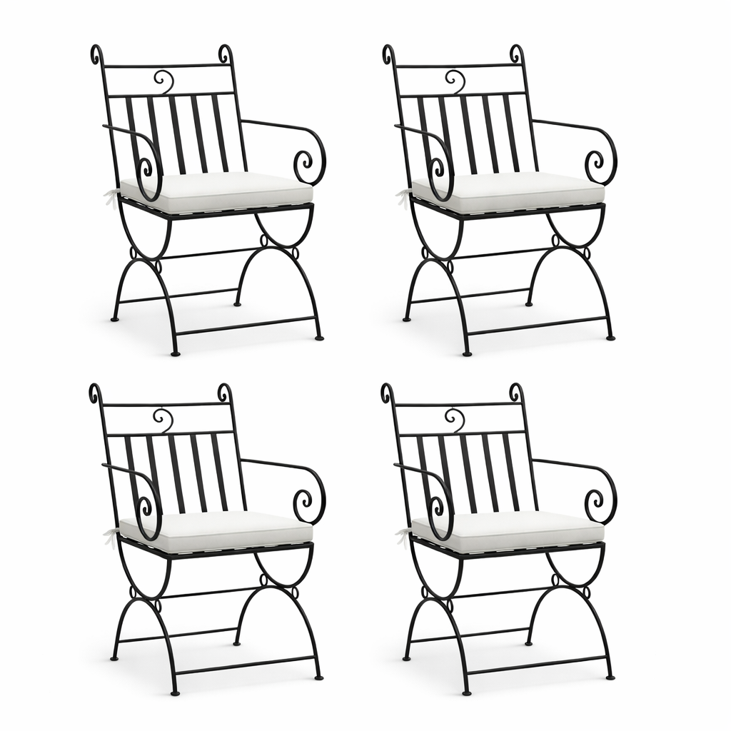 4er Set Eisenstuhl Stuhl Oviedo Handarbeit Gartenstuhl Medit