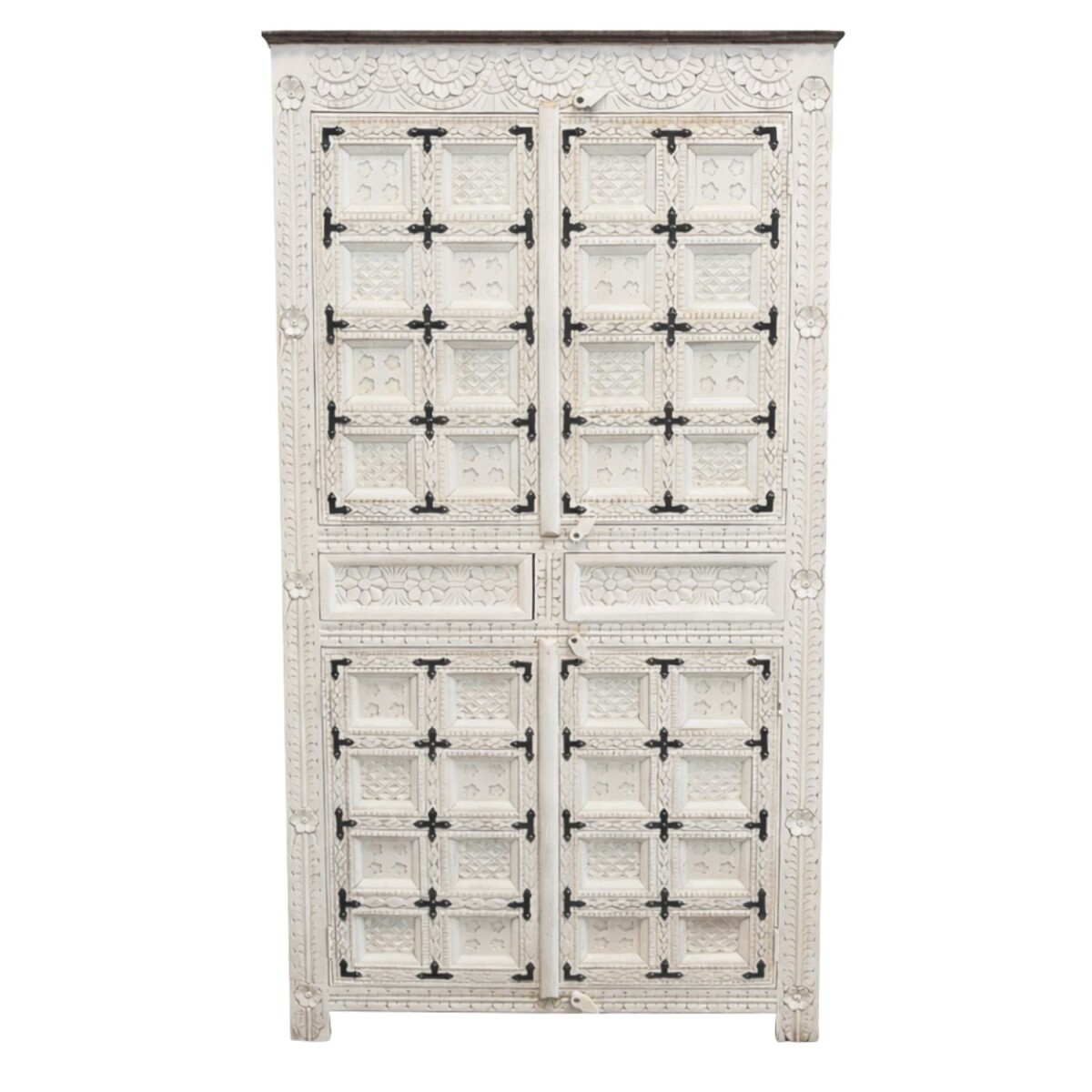 Highboard Mayura Massivholz handgeschnitzt Boho Stil 190cm