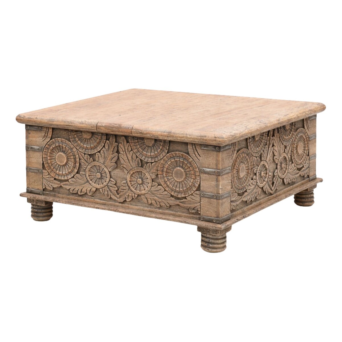 Couchtisch Nahjouk Massivholz handgeschnitzt 80x80cm