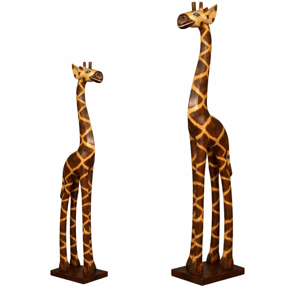 Giraffen Skulpturen Set aus Holz handgefertigt 150cm & 1
