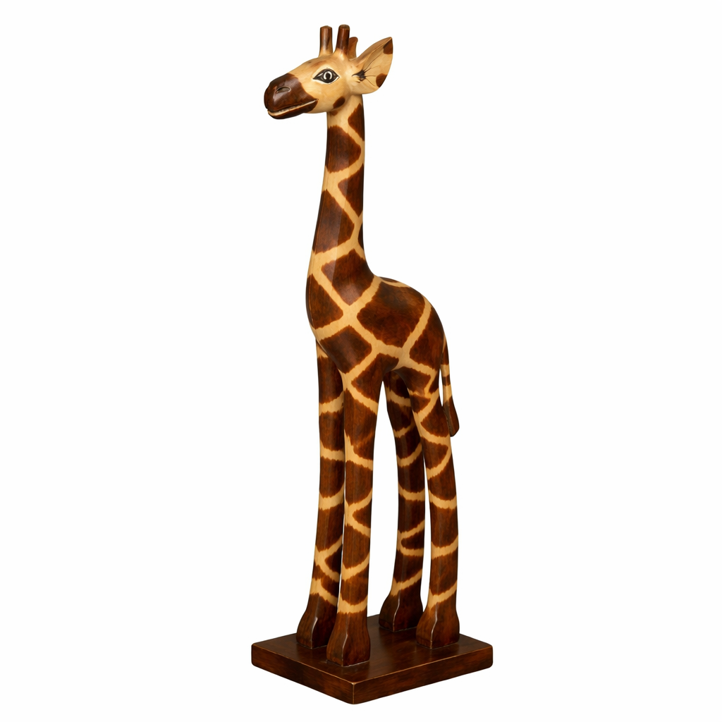 Giraffe Skulptur aus Albesia-Holz handgefertigt 60cm