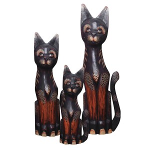 Katze Jasmin Holzfigur 3er Set 30, 40 & 50cm...