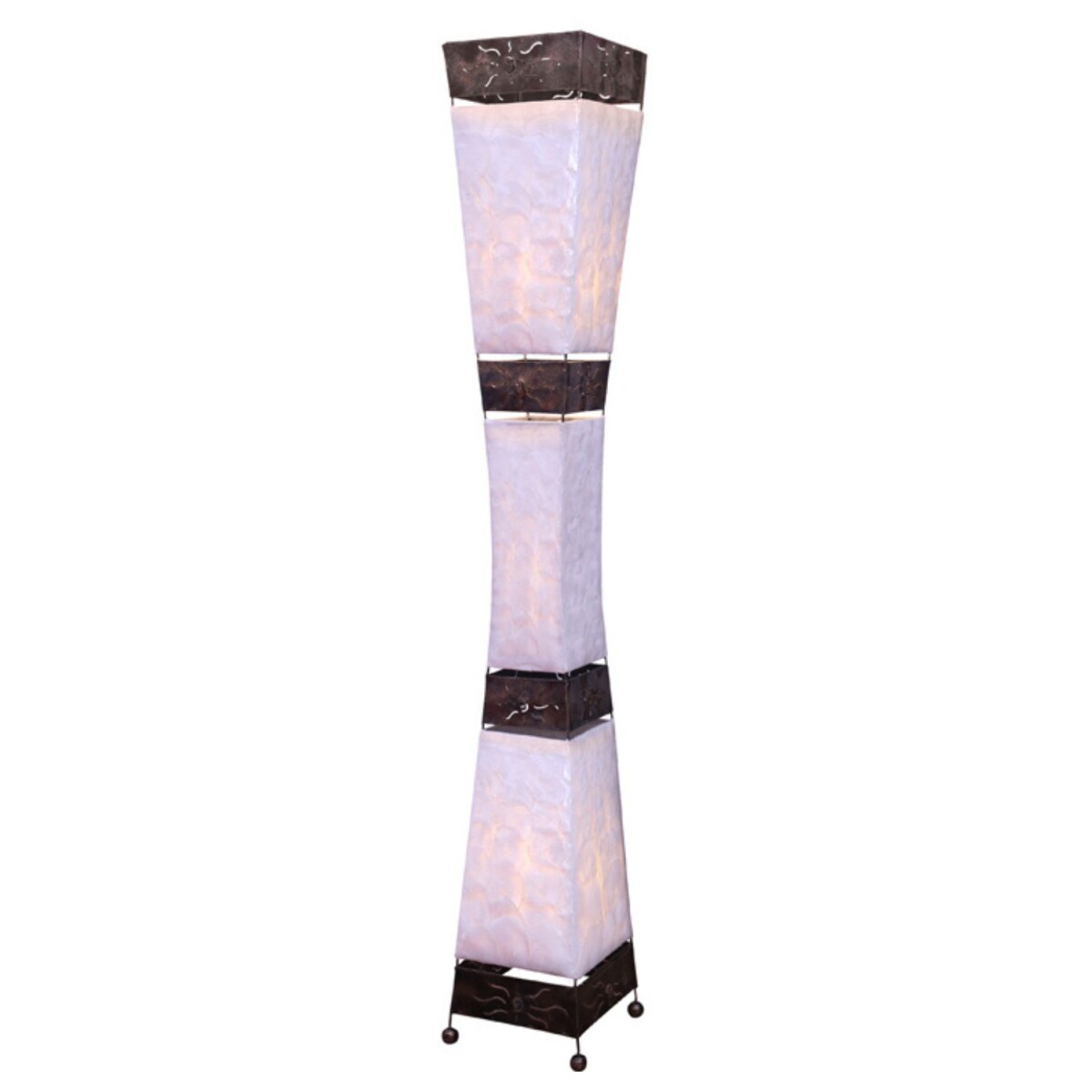 Stehlampe Adrian 150cm Capiz Muschel Metall Sonnenmotiv