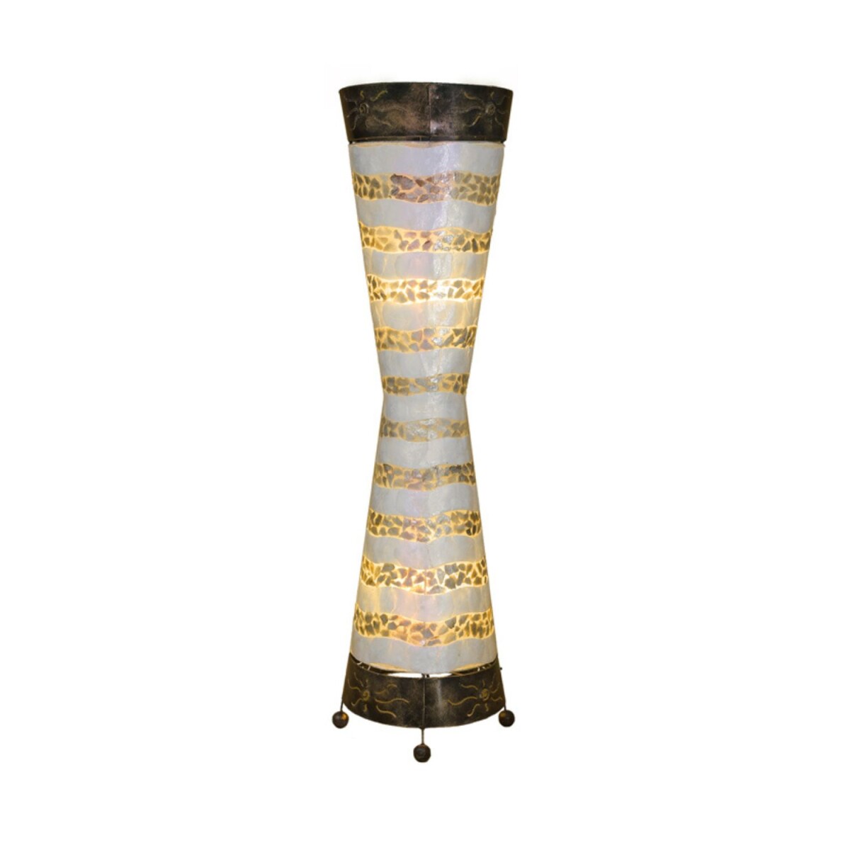 Stehlampe Leandro 100cm Capiz Muschel Metall Sonnenmotiv