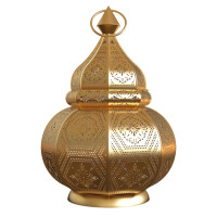 Orientalische Laterne Windlicht Maha aus Metall in Gold 30 cm Deko