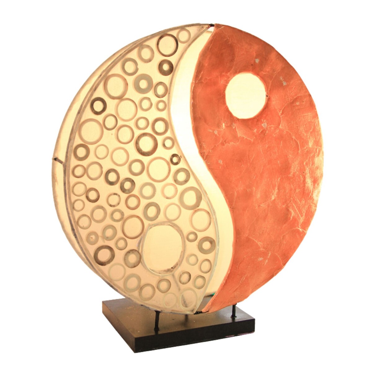 Tischlampe Ying Yang Orange 30cm Capiz Bambus Handarbeit