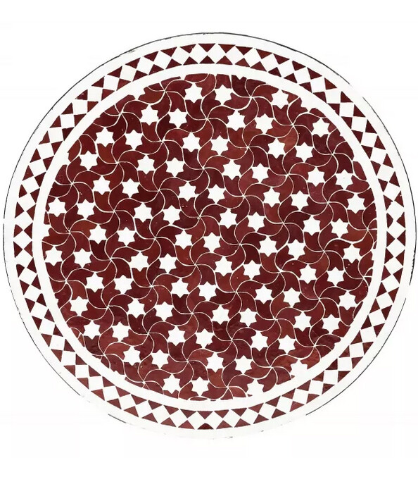 Marokkanische Mosaikplatte Estrella Bordeaux Weiss...