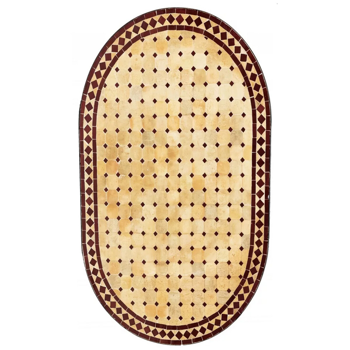 Marokkanische Mosaikplatte Marrakesch Beige Bordeaux oval...