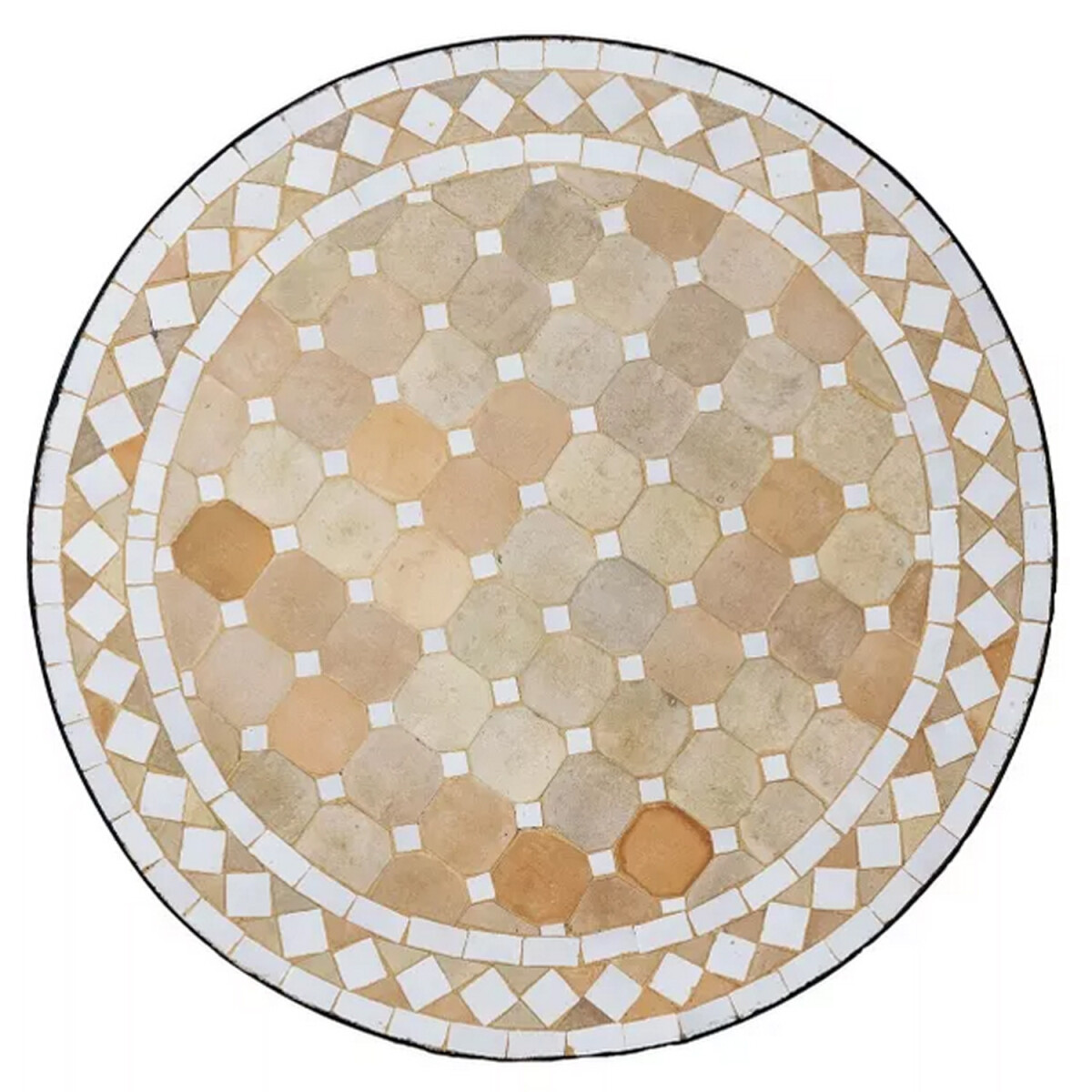 Marokkanische Mosaikplatte Marrakesch Beige Weiss 80cm