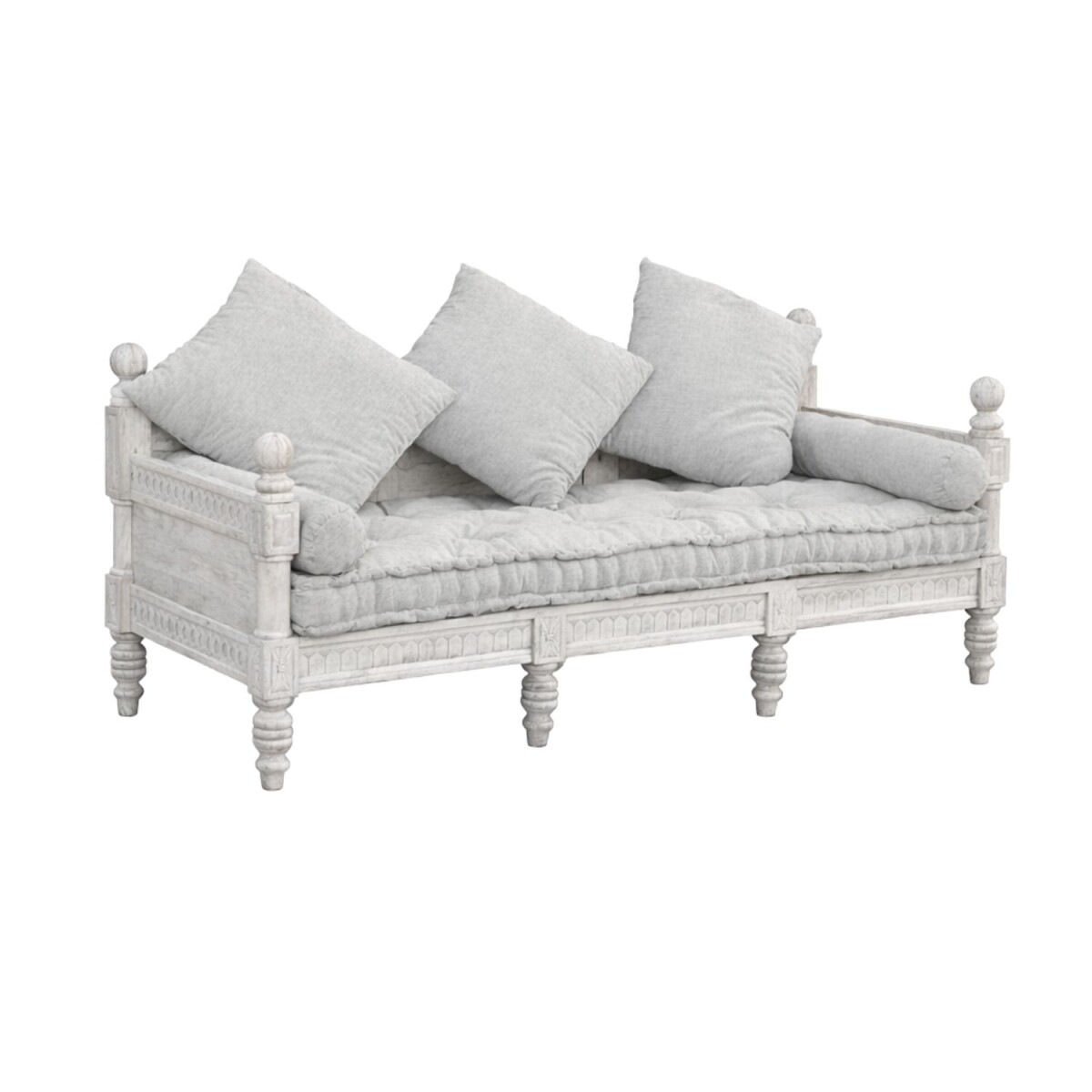 Holzsofa Bunta weiss Massivholz | Handgefertigt & Nachha