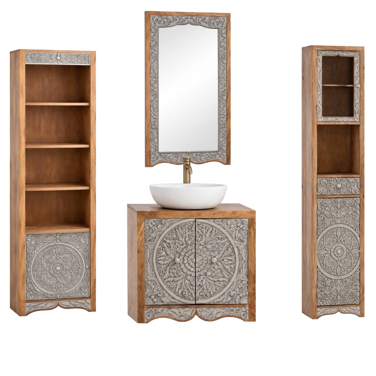Badezimmermöbel Sameer orientalisch Massivholz 4er Set