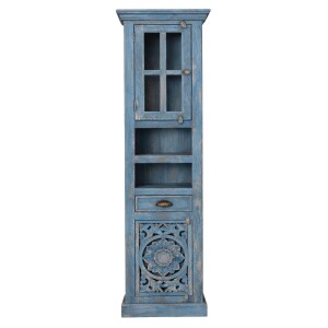Badezimmerschrank Kirpal Blau orientalisch Massivholz 188cm