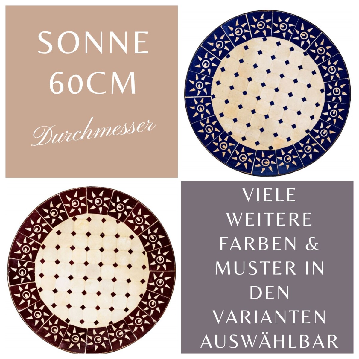 Marokkanischer Mosaiktisch Sonne &Oslash box