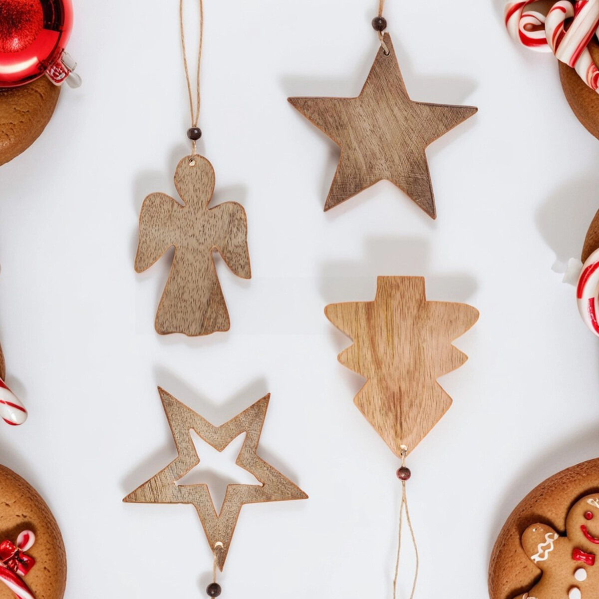 4er Set Weihnachtsanhänger aus Holz box