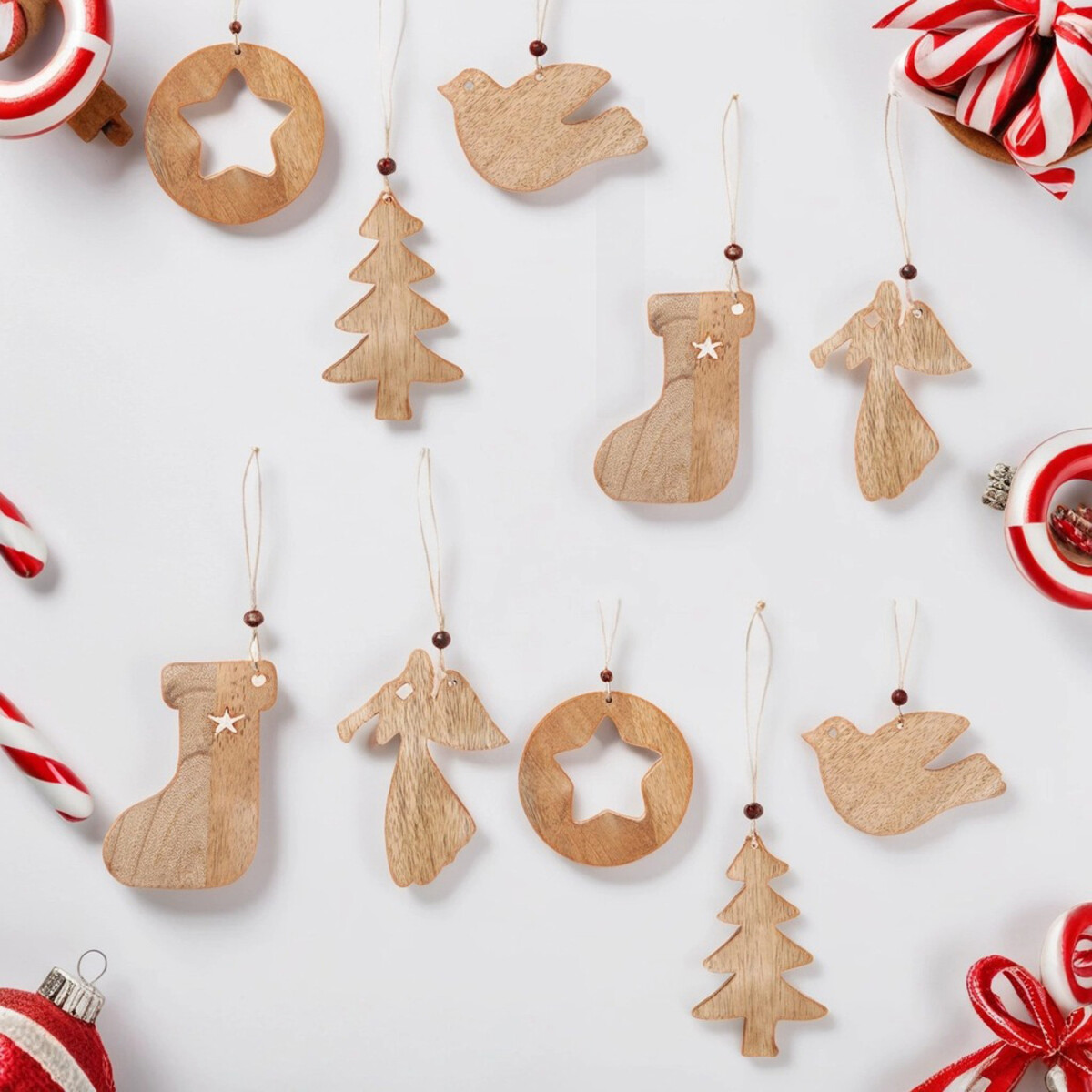 10er Set Weihnachtsanhänger aus Hol box