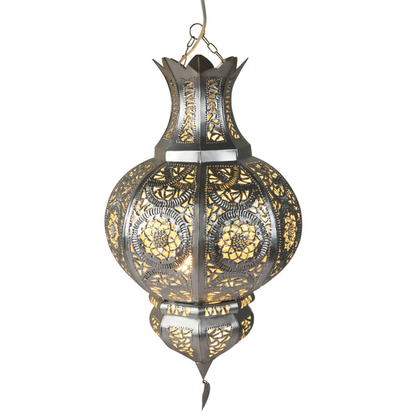 Pendelleuchte Kumira Silber 60cm | Marokkanische Lampe aus Metall