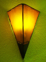 Mediterrane Wandlampe Marwa Orange 35cm aus handgefärbtem Ziegenleder