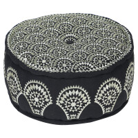 Marokkanischer Pouf Amaya handgefertigt aus Baumwolle in Schwarz 50 cm