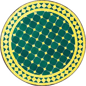 Marokkanischer Mosaiktisch Marrakesch Grün-Gelb...