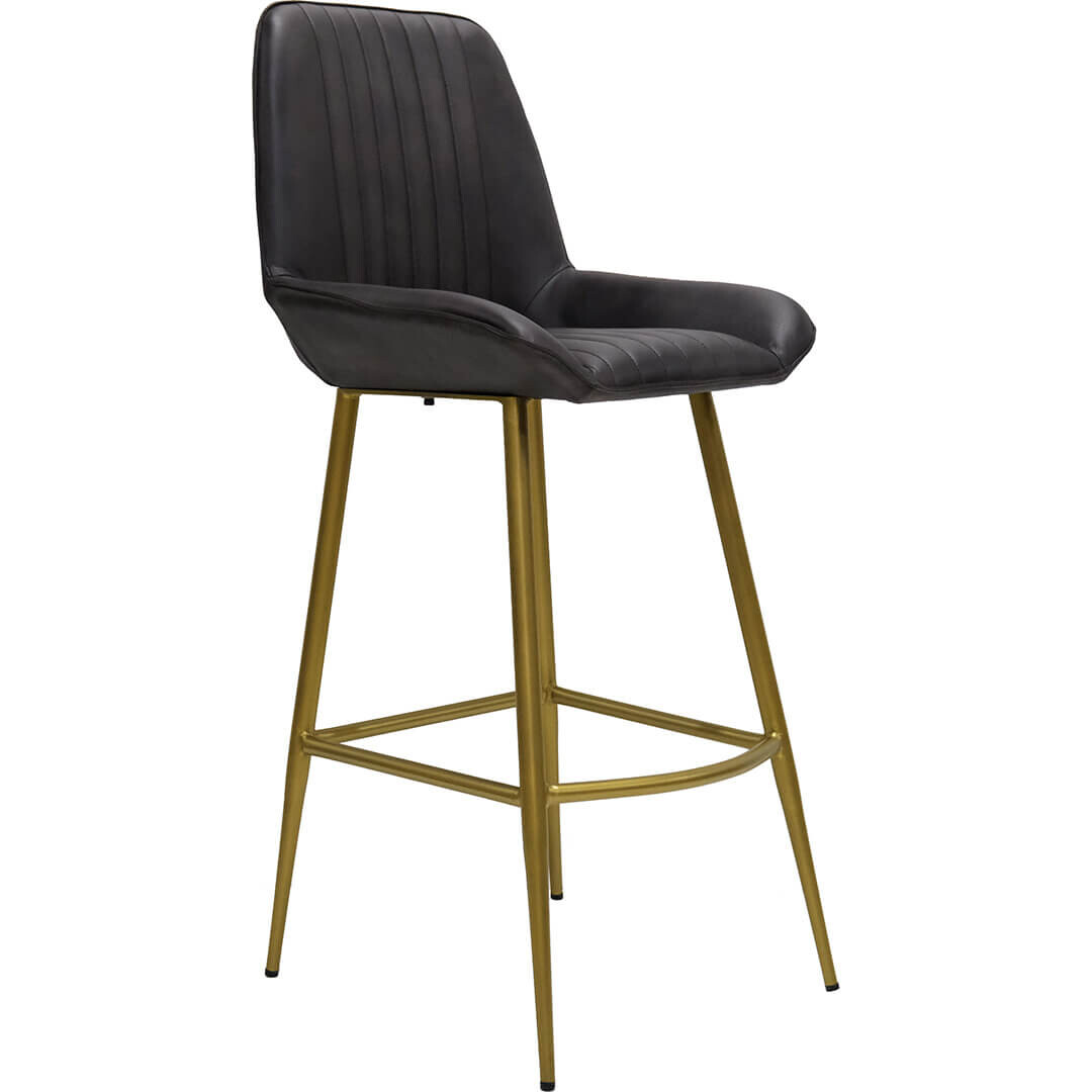 Comfort Barhocker aus Leder - Schwarz matt