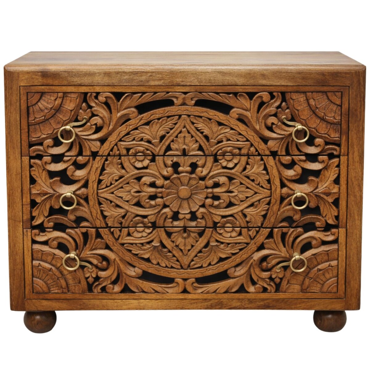 Kommode Ganan braun 90cm Massivholz Boho box