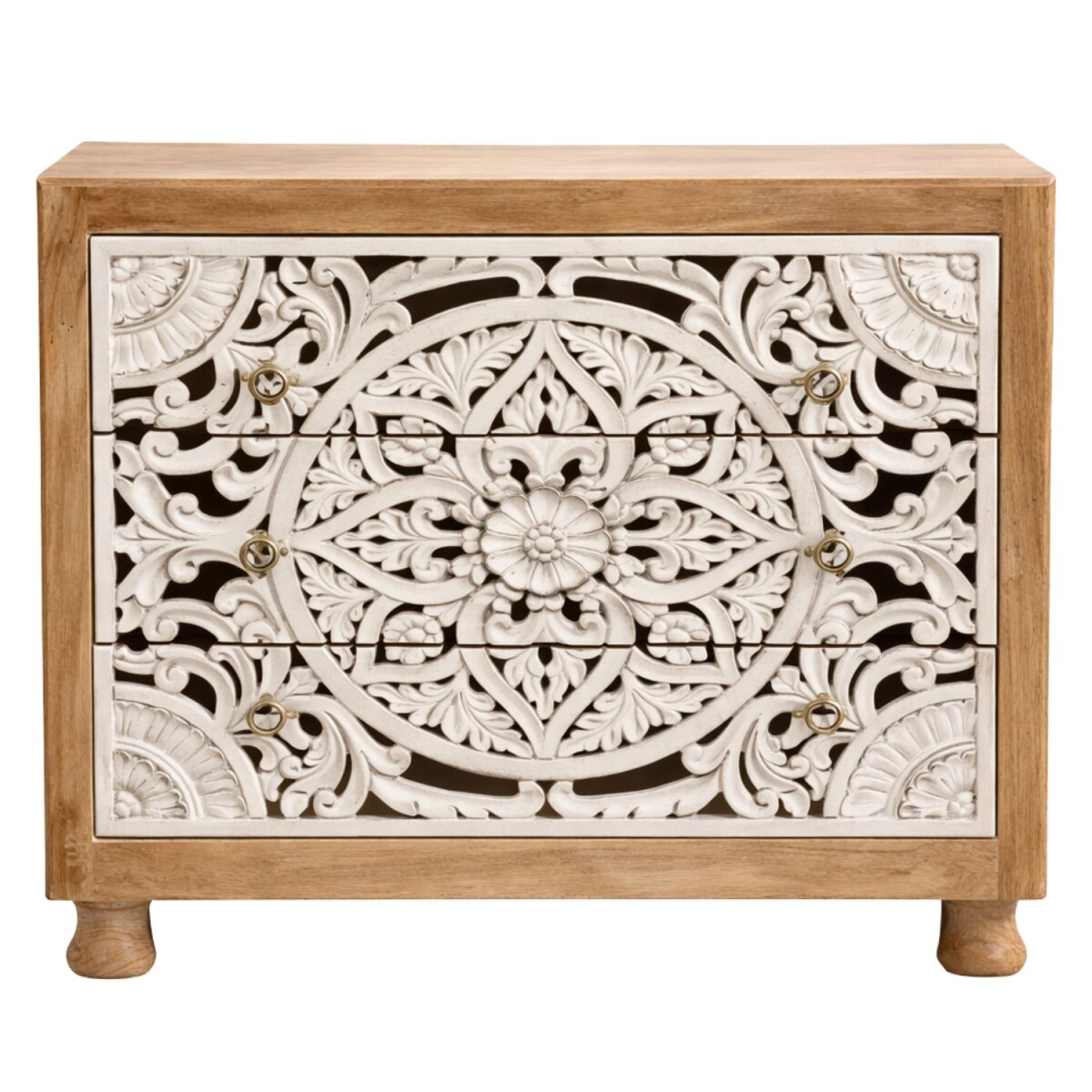 Kommode Ganan natur weiss 90cm Massivhol box