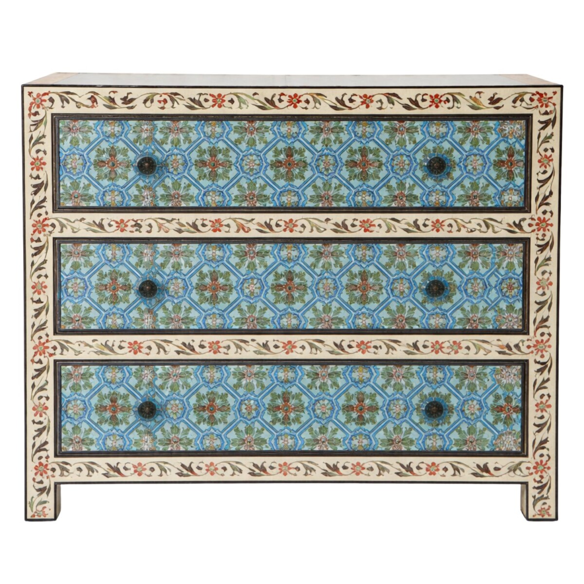 Kommode Hidal 90cm Massivholz Boho Stil box