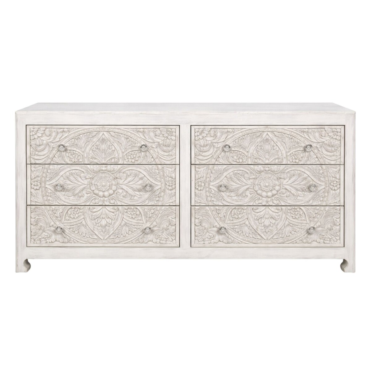 Sideboard Inica weiss 154cm Massivholz Boho