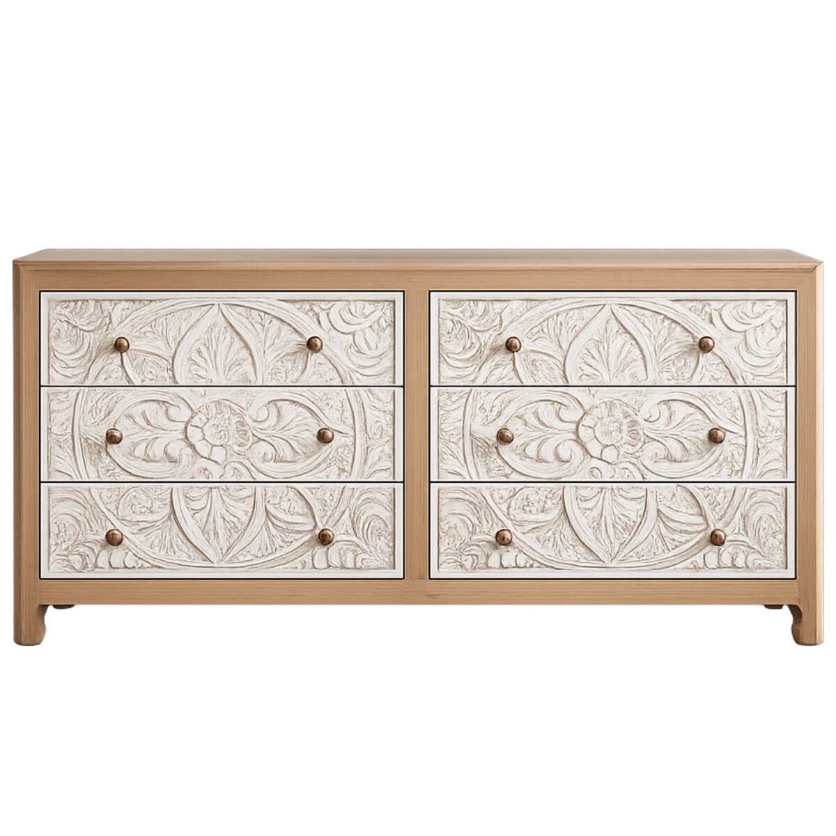 Sideboard Inica natur weiss 154cm Massivholz Boho