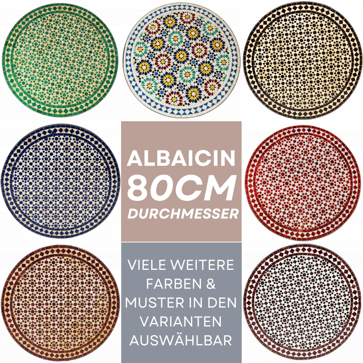 Marokkanischer Mosaiktisch Albaicin 80cm | Handarbeit