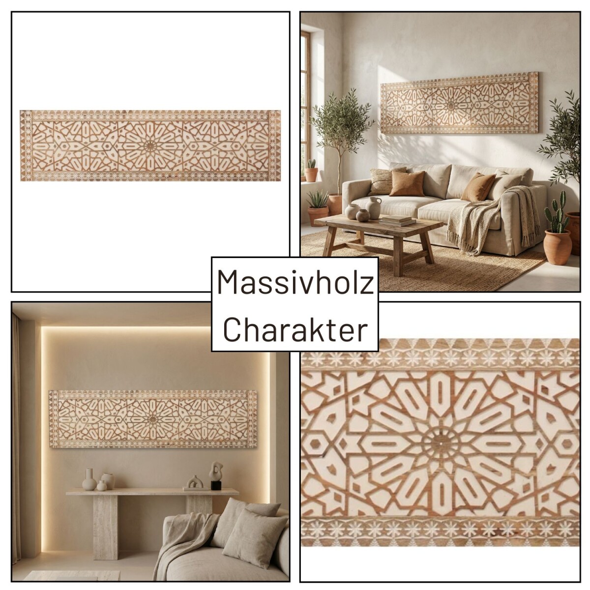 Wandbild Julah 180cm Massivholz Oriental box