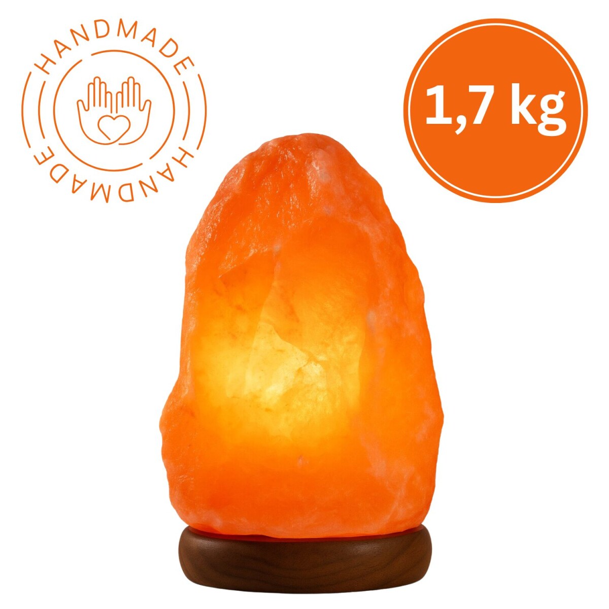 Beleuchteter Salzkristall Rock 16cm USB LED warmweiss dimmba