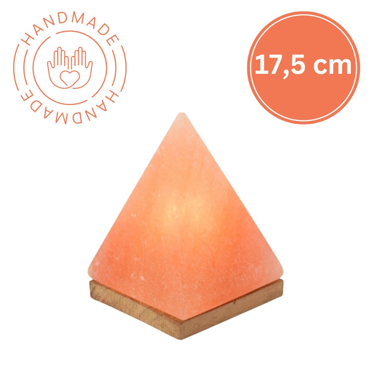 Beleuchteter Salzkristall PYRAMIDE H 17,5cm Salzkristall Lic