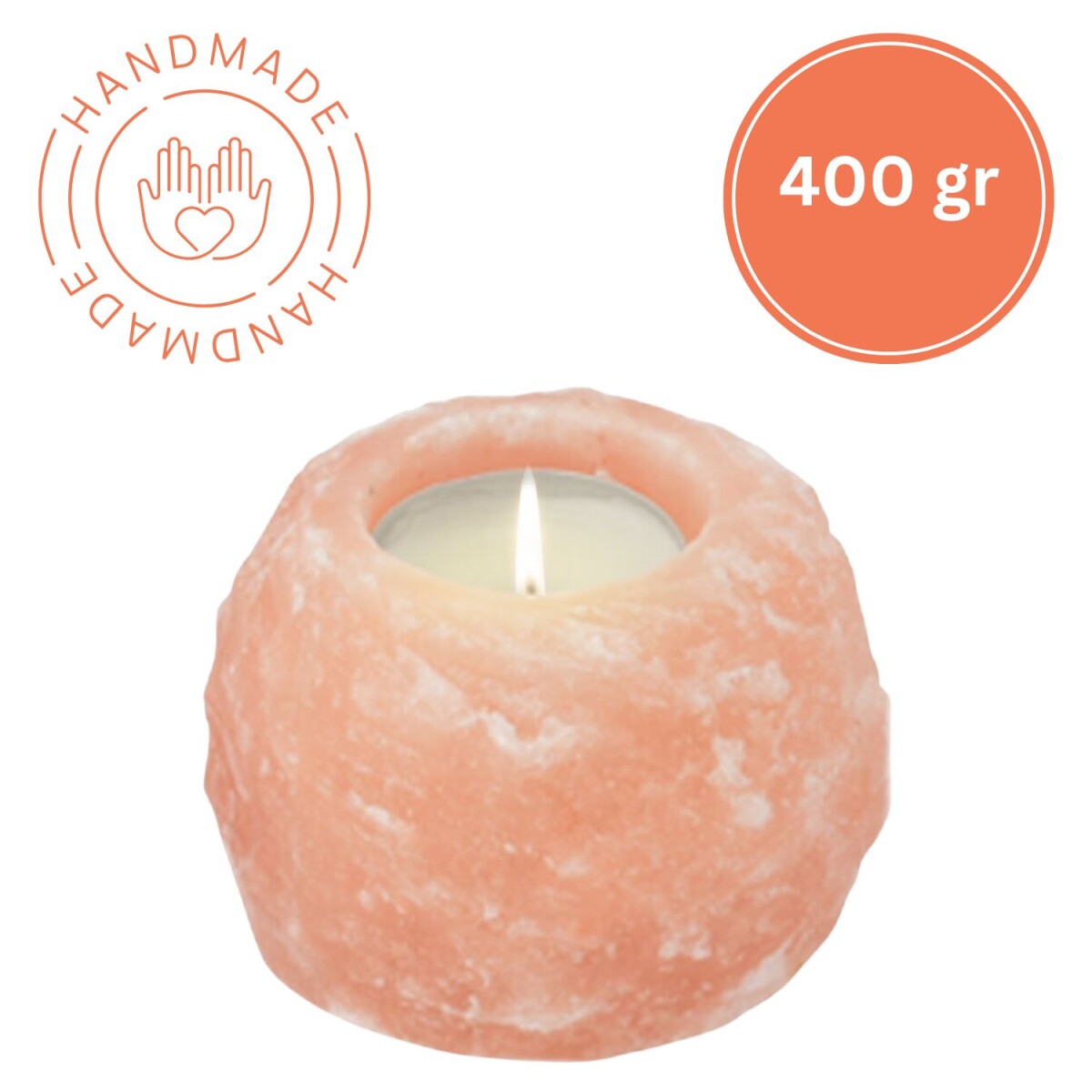 Salzkristall Teelichthalter ROCK | Handarbeit | 400g | Unika