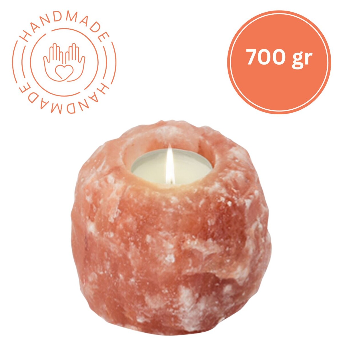 Salzkristall Teelichthalter ROCK | Handarbeit | 700g | Unika