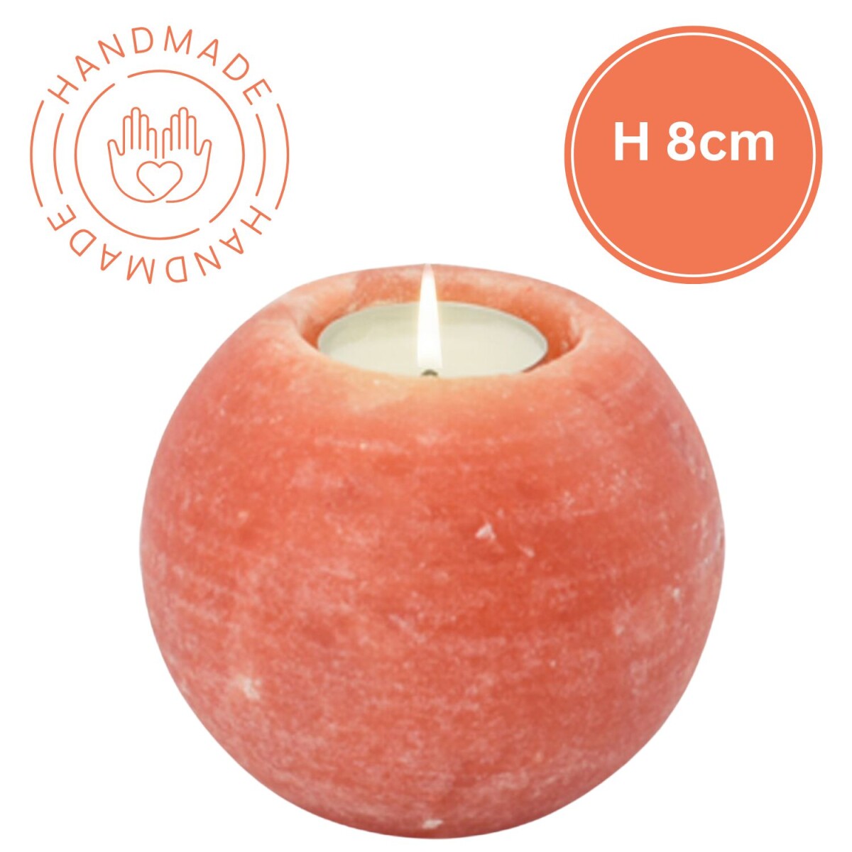 Salzkristall Teelichthalter Rund | Handarbeit | H8cm | Unika