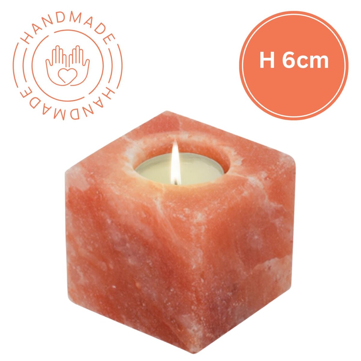 Salzkristall Teelichthalter Kubus | Handarbeit | 6cm | Unika