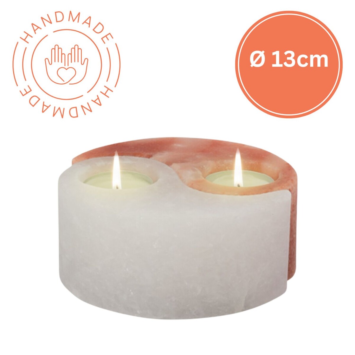 Salzkristall Teelichthalter YIN YANG | Handarbeit | Ø