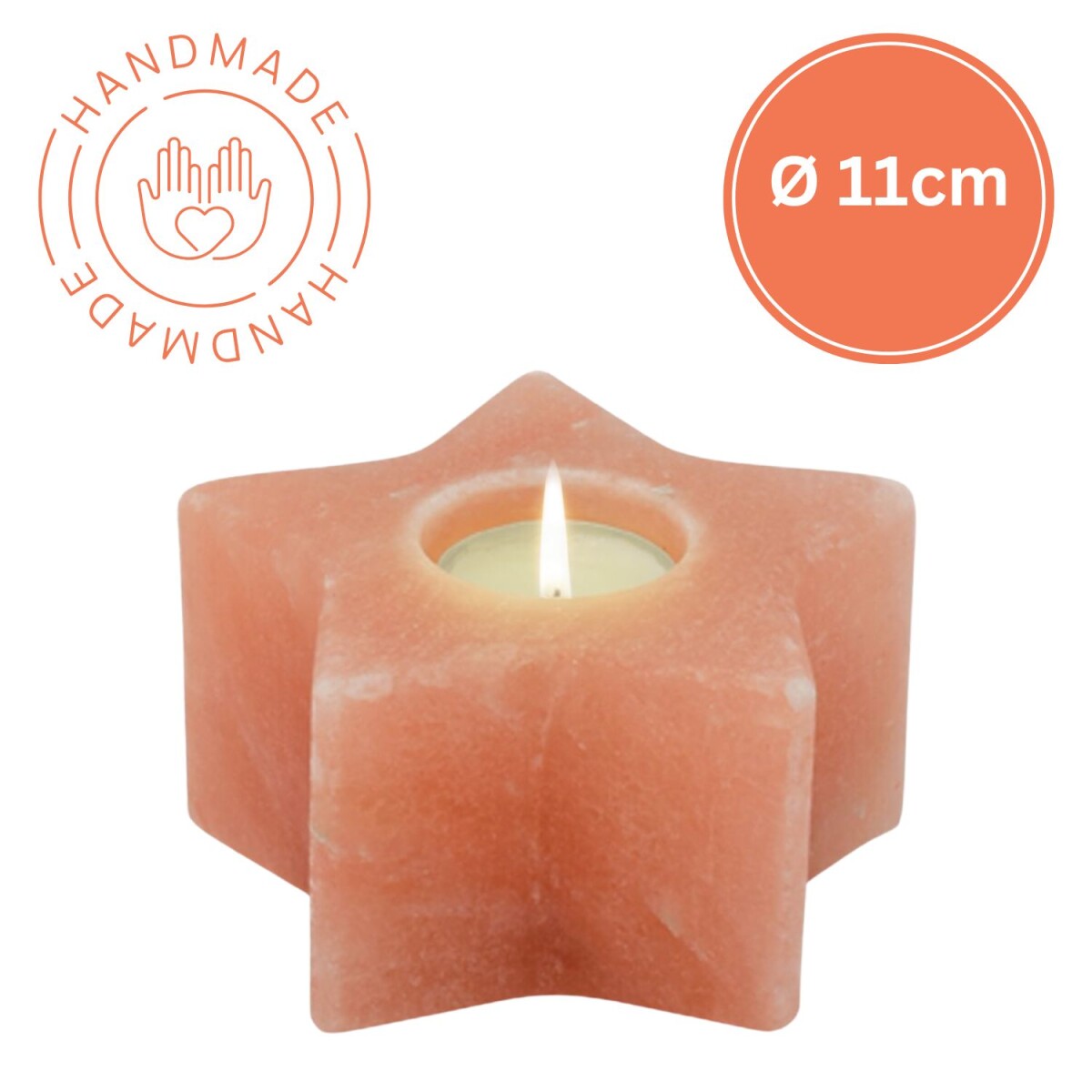 Salzkristall Teelichthalter Stern | Handarbeit | Ø11c