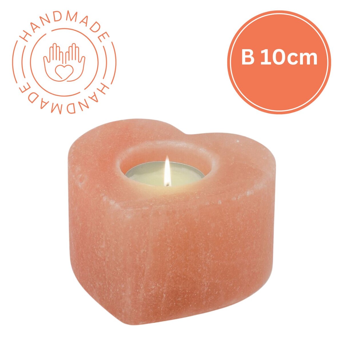 Salzkristall Teelichthalter Herz | Handarbeit | B10,5cm | Un