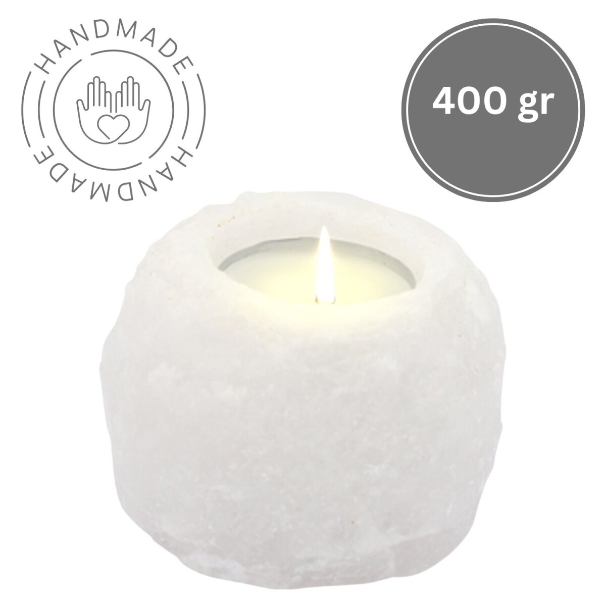 Salzkristall Teelichthalter ROCK White Line | Handarbeit | 4