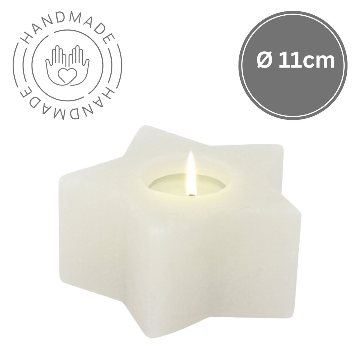 Salzkristall Teelichthalter Stern White Line | Handarbeit | 