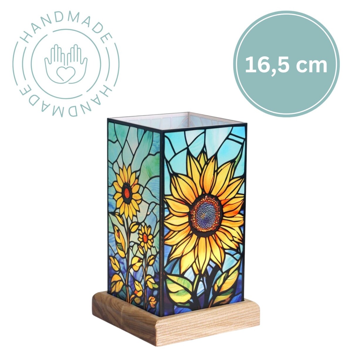 Art Light Sonnenblume | Acrylmotiv | LED | H16,5cm | Holzsoc