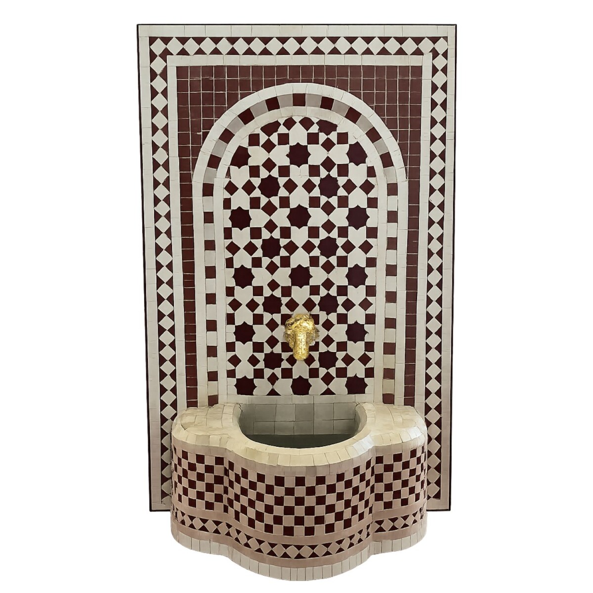 Marokkanischer Mosaik Gartenbrunnen 88cm | Boho Zimmerbrunne