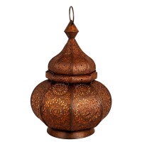 Orientalisches Windlicht Lamis handgefertigt aus Metall in Rost 30 cm