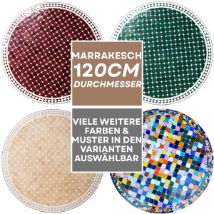 Marokkanischer Mosaiktisch Marrakesch 120cm | Handarbeit