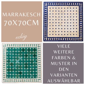 Marokkanischer Mosaiktisch Marrakesch 70x70cm | Handarbeit