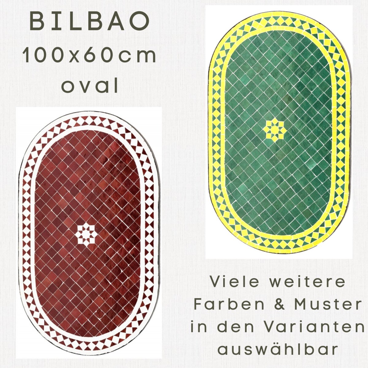 Marokkanischer Mosaiktisch Bilbao 100x60cm | Handarbeit